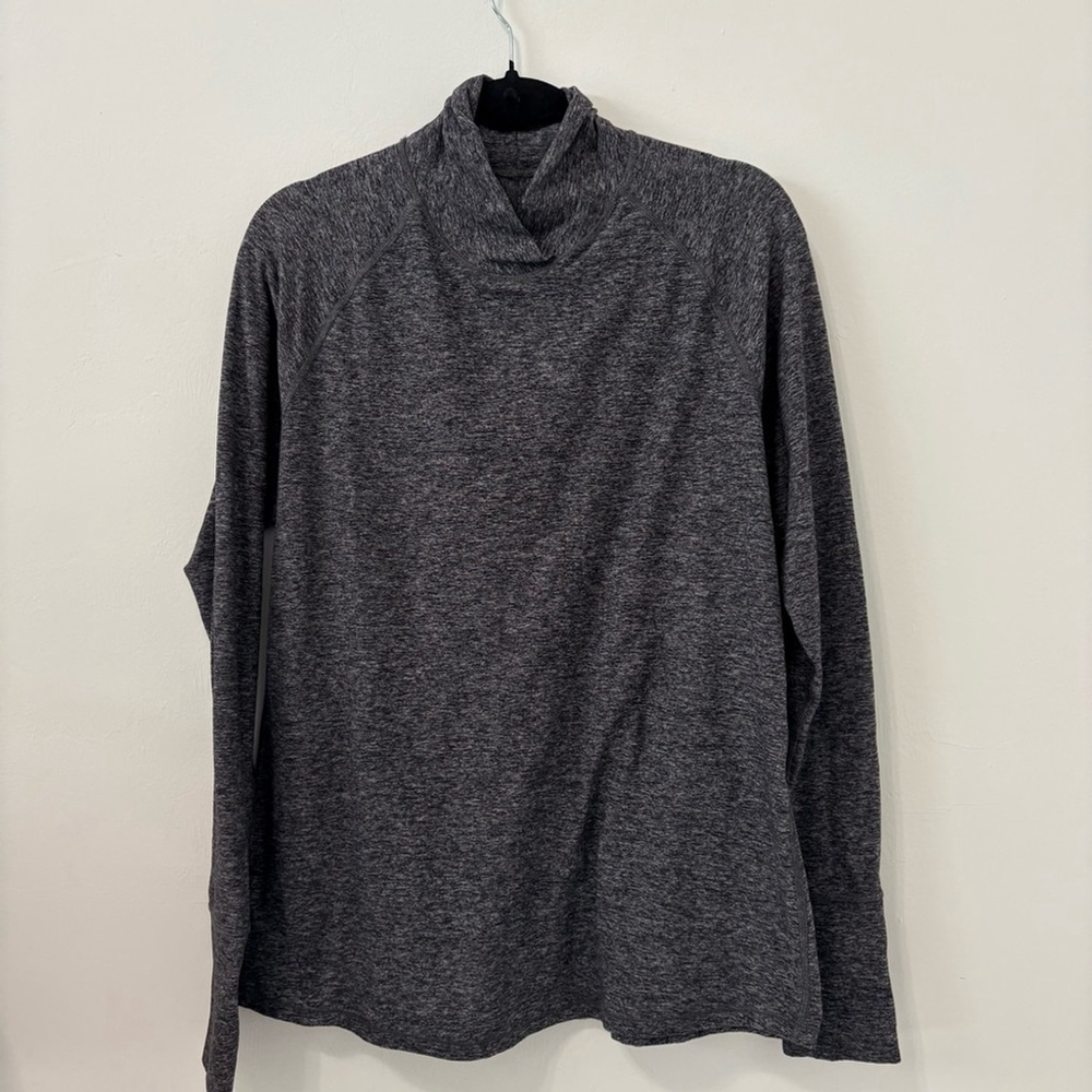 Lululemon Warm Your Core Long Sleeve Tee Sz 10 Heathered Black EUC